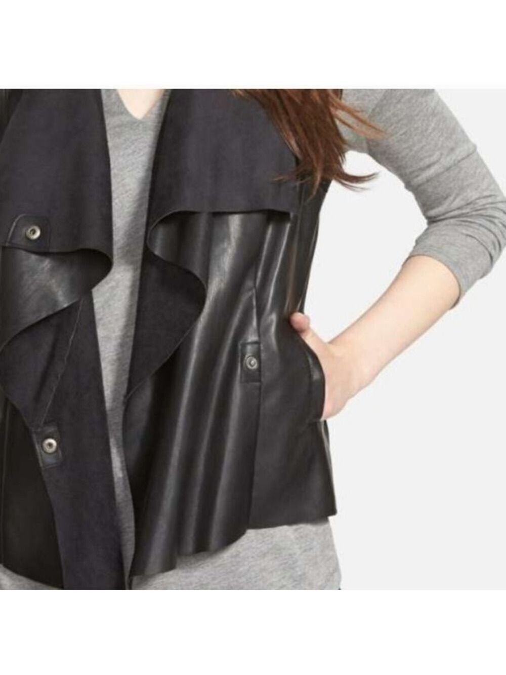 Kut from the Cloth Vegan Leather Draped Vest